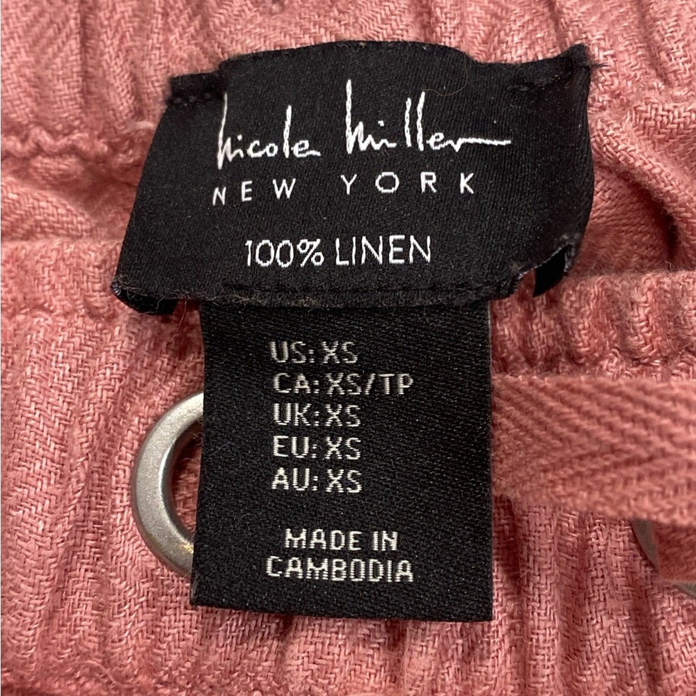 Nicole Miller New York 100% Linen Cargo Jogger Pants Pink XS - Picture 3 of 6